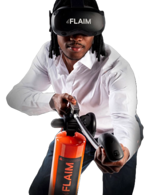 Simulador de extinción de incendios VR FLAIM Extinguisher con escenarios inmersivos.