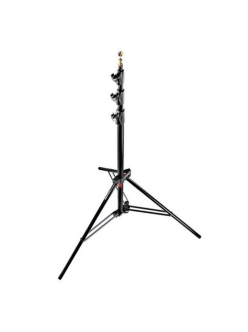 Trípode neumático Manfrotto StandMast de aluminio ligero, con altura ajustable y amortiguación de aire para mayor seguridad y estabilidad en fotografía y vídeo.