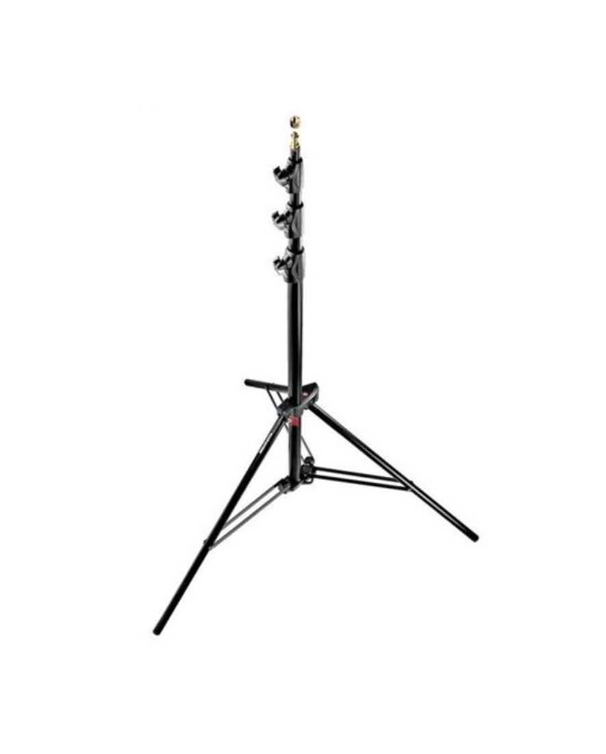 Trípode neumático Manfrotto StandMast de aluminio ligero, con altura ajustable y amortiguación de aire para mayor seguridad y estabilidad en fotografía y vídeo.
