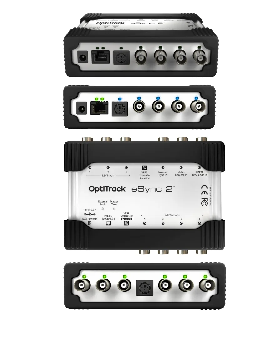 OptiTrack eSync 2, dispositivo de sincronización avanzada para captura de movimiento con Genlock, SMPTE y PoE.