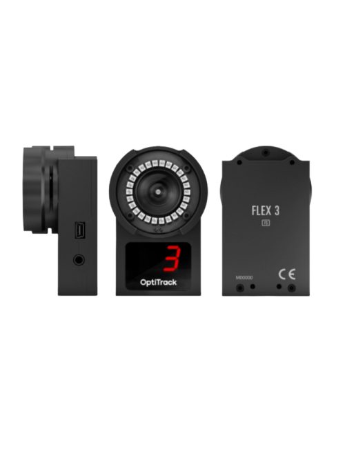 OptiTrack Flex 3 cámara de captura de movimiento con lente de alta precisión, filtros intercambiables y conectividad USB para aplicaciones profesionales.