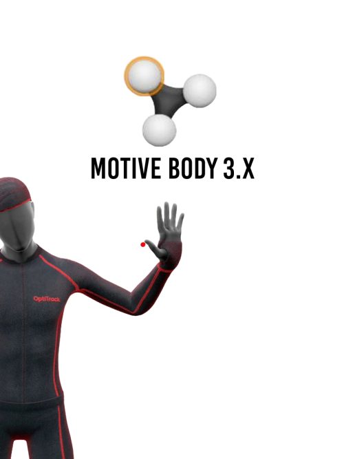 Software captura de movimiento humano OptiTrack Motive: Body 3.X mostrando seguimiento en tiempo real de cuerpos rígidos y esqueletos humanos.
