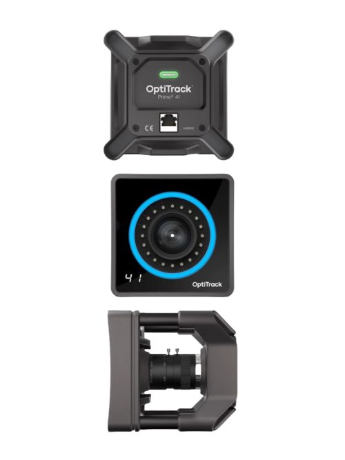 Cámara OptiTrack Prime X41 con precisión 3D y alto alcance para captura de movimiento.