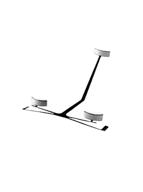 Track Clip OptiTrack con tres reflectores integrados para seguimiento 6DoF, compatible con cámaras OptiTrack y gorras de béisbol o viseras.