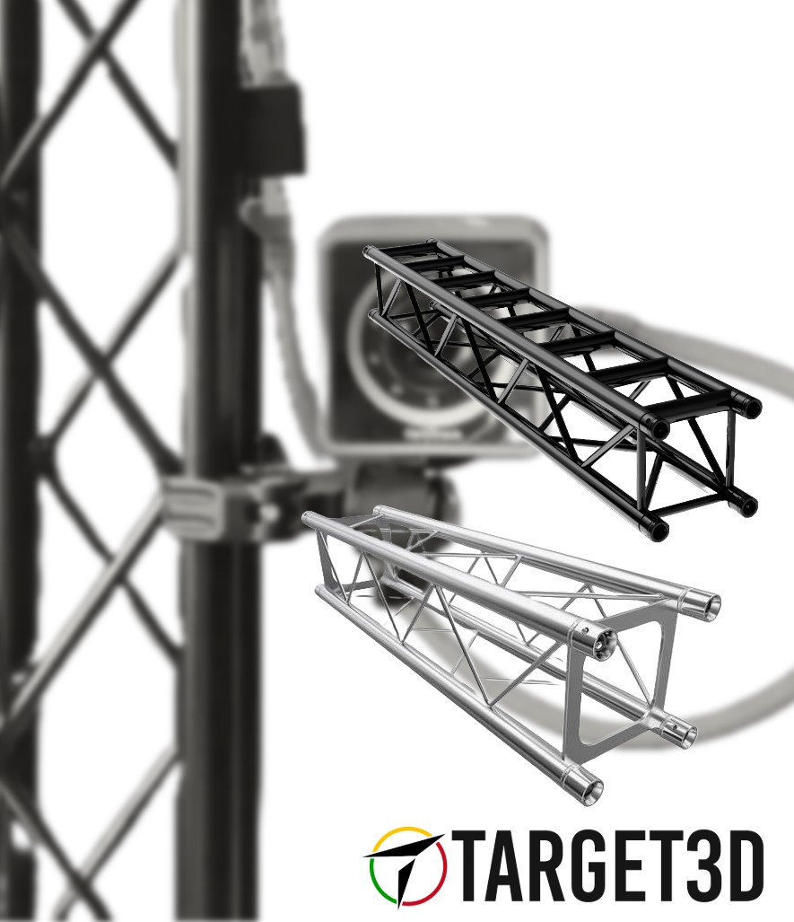 Estructura Truss cuadrada instalada en estudio de captura de movimiento con cámaras OptiTrack.