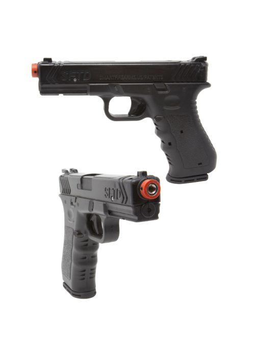 Laser Ammo Glock 17 Pistola láser de entrenamiento compatible Configuración profesional (peso, alarma, contador de rondas) -RED (Color negro)