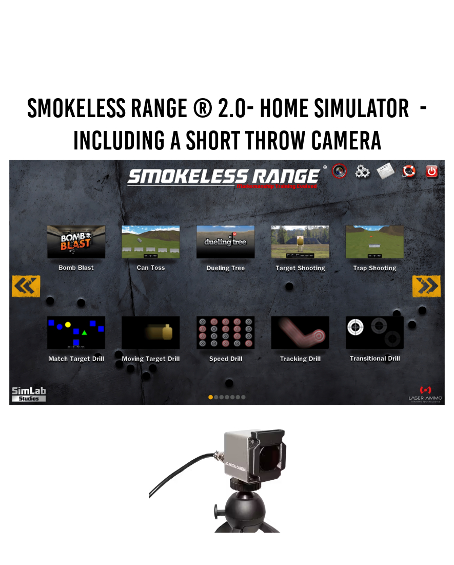 Laser Ammo Smokeless Range ® 2.0- Simulador doméstico - Incluye una cámara de corto alcance